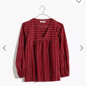 Madewell NWT Swingy Peasant Top in Metallic Stripe